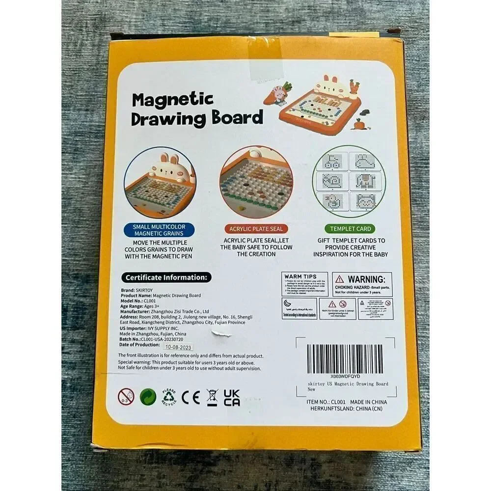 NIB! Skirtoy Bunny Rabbit Carrots Magnetic Drawing Board Toy
